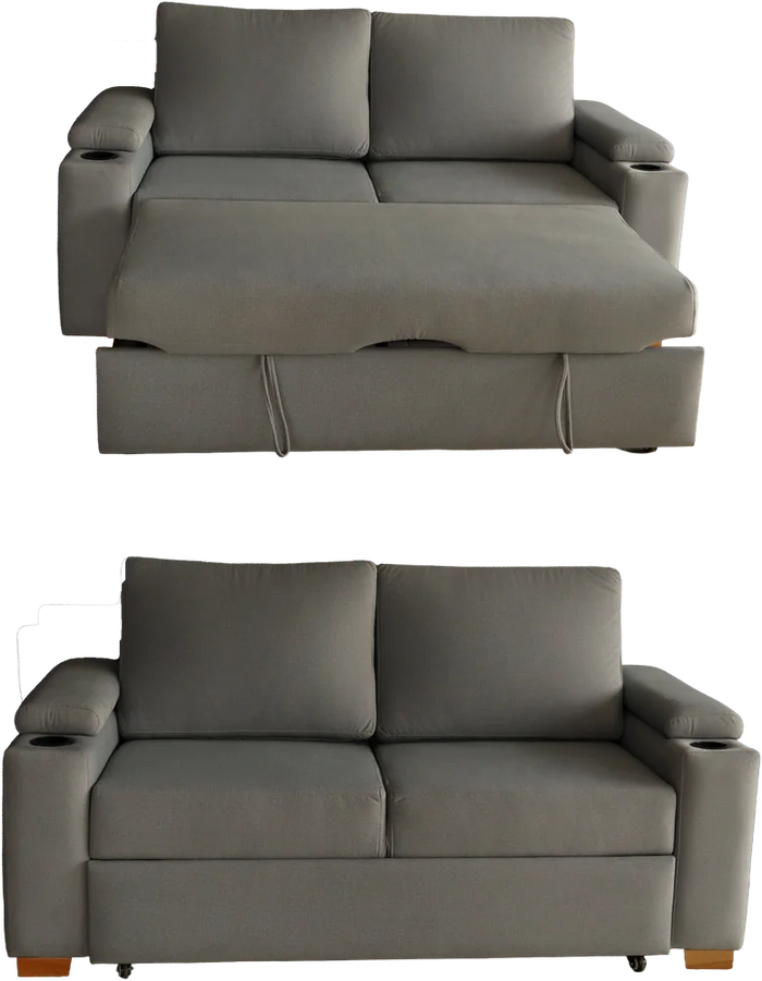Sofá cama con portavasos